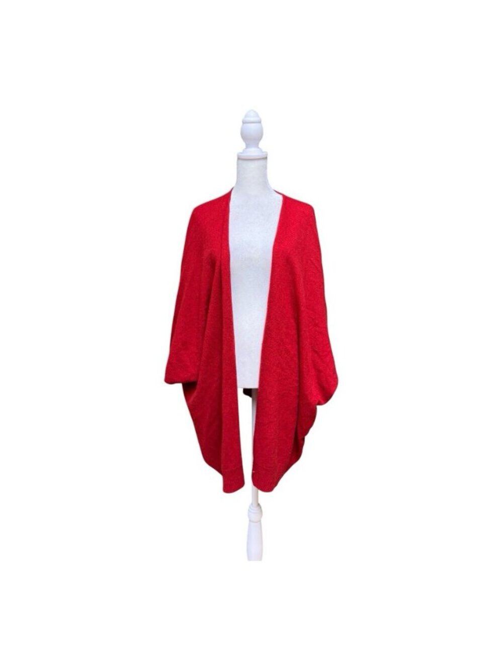 Neiman Marcus 100% Cashmere Red Open Front Batwing Cardigan One Size